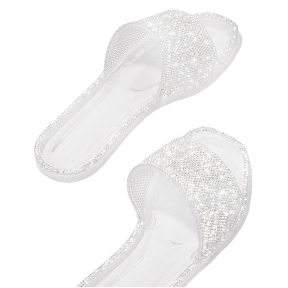 Clear Jelly Rhinestone Band Slip On Sandal - Picture 4 of 8